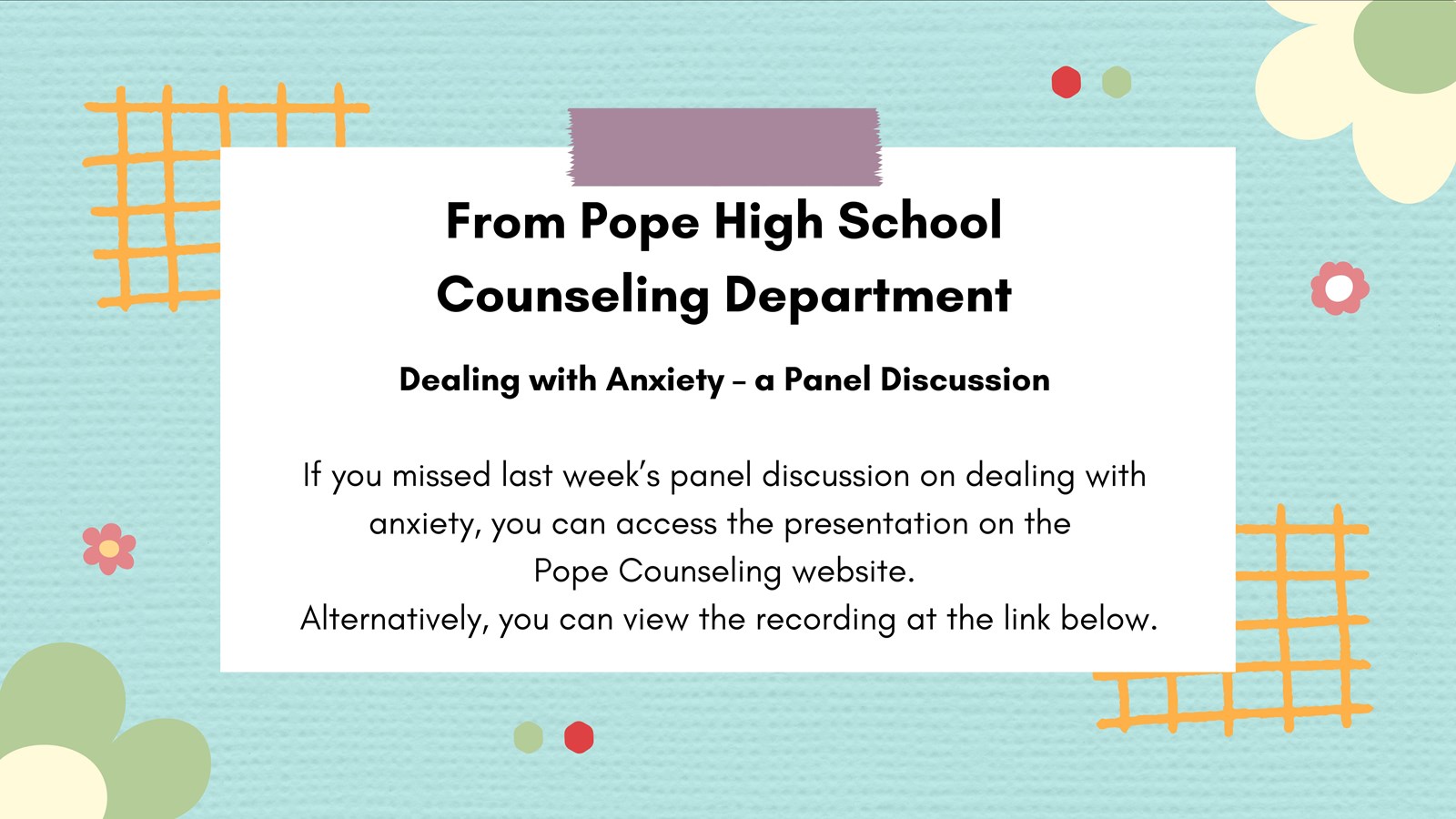 anxiety panel links